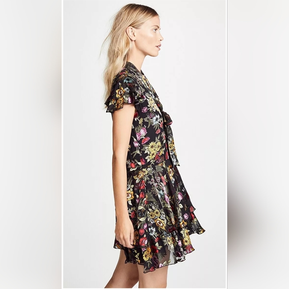Alice + Olivia Moore Ruffle Tiered Floral Dress Size 6 - Picture 10 of 15